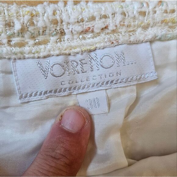 Vintage Voire Nom White Tweed Skirt with Sequins - Picture 2 of 7